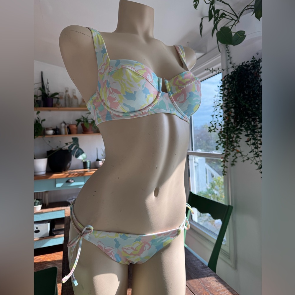 Victoria's Secret Floral Camo Bikini Bottom - Pink, Blue, Yellow